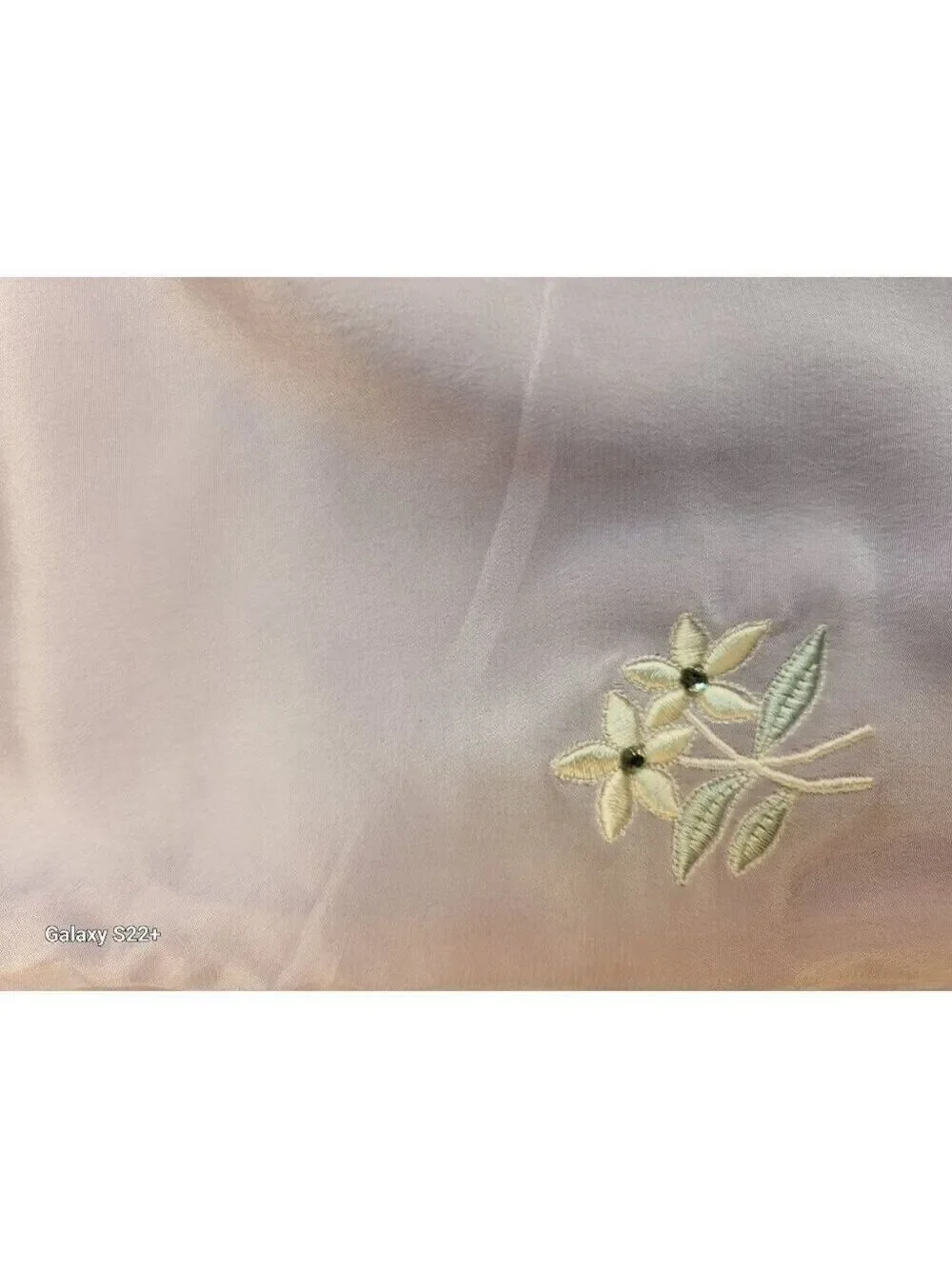 Lavender Scarf Embroidered Floral Rhinestone Fringed 76x21 inches Silk Rayon Pre